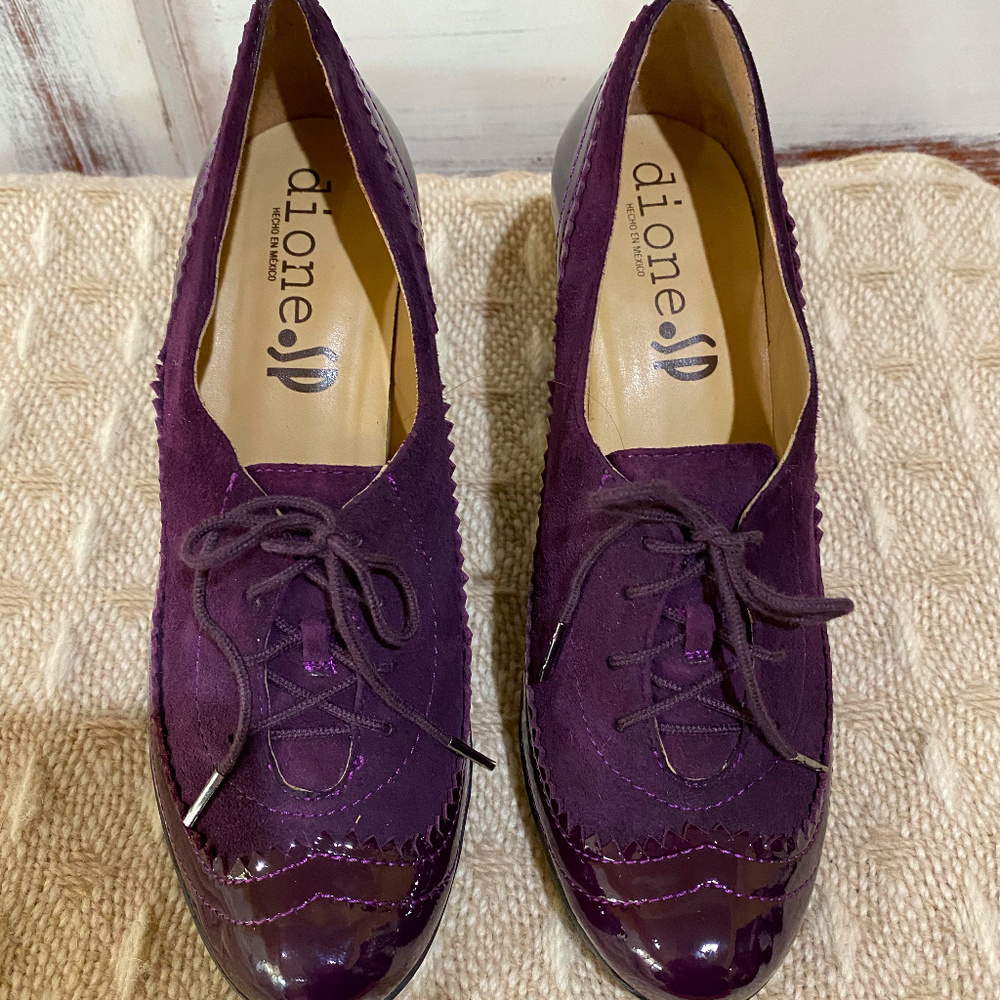 Oxfords Brouge Wingtip High Heels/Eggplant purple